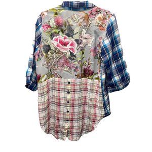 Soft Surroundings Serena Button Down Blouse Floral Back Size Medium